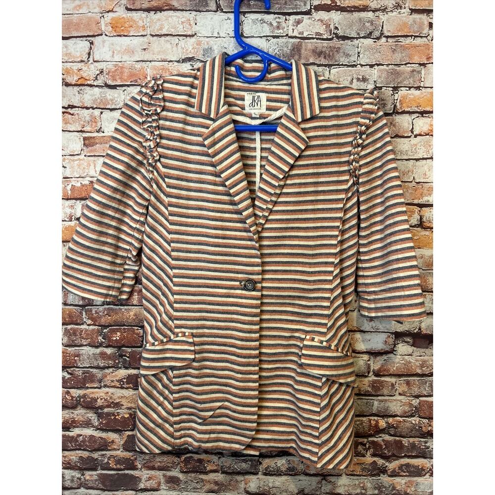 dRA Los Angeles Saffron red Striped Blazer jacket 3/4 sleeve women's size small